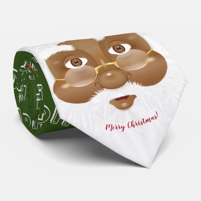 Cravate Père Noël afro-américain Vacances de Noël (Roulé)