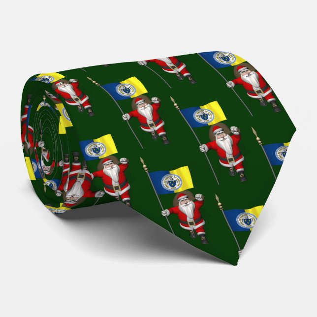 Cravate Père Noël Avec Drapeau Trenton NJ (Roulé)