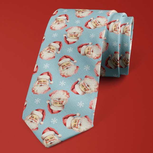 Cravate Père Noël Bleu Clair Flocon de Neige de Noël (Créateur téléchargé)
