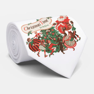 Cravate Père Noël de Noël vintage et enfants dansants