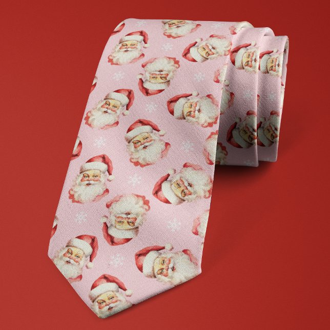 Cravate Père Noël rose flocon de neige Noël Fêtes (Créateur téléchargé)