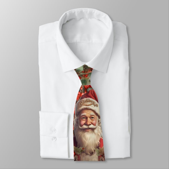 Cravate Père Noël vintage Saint Nicolas Noël  (Attaché)