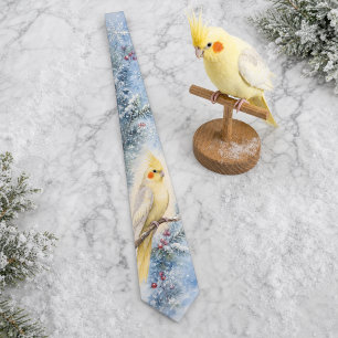 Cravate Perroquet Lutino Aquarelle Gelée D'Hiver