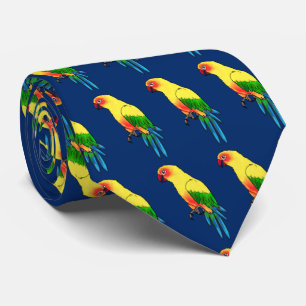 Cravate Perroquet multicolore sur fond bleu