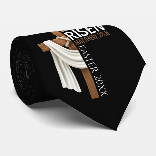 Cravate Personalized He Is Risen Vintage Easter Cross (Roulé)