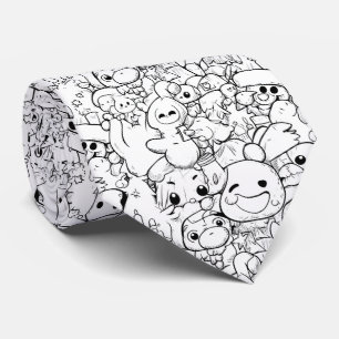 Cravate Personnages mignons Kawaii Doodle (1)