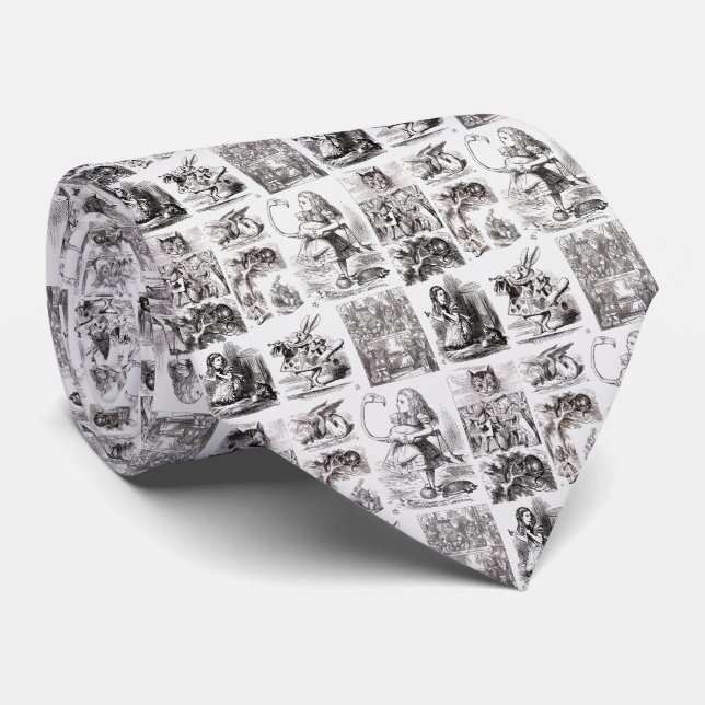 Cravate Personnages vintages d'Alice au pays des merveille (Roulé)