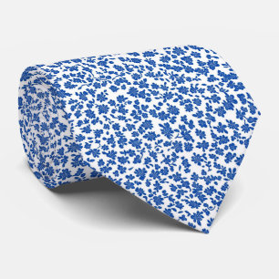 Cravate Personnalisé Cobalt Bleu dense motif floral