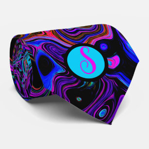 Cravate Personnalisé Monogramme violet et noir