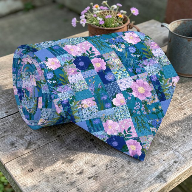 Cravate personnalisée à motif patchwork Blues colo (Créateur téléchargé)