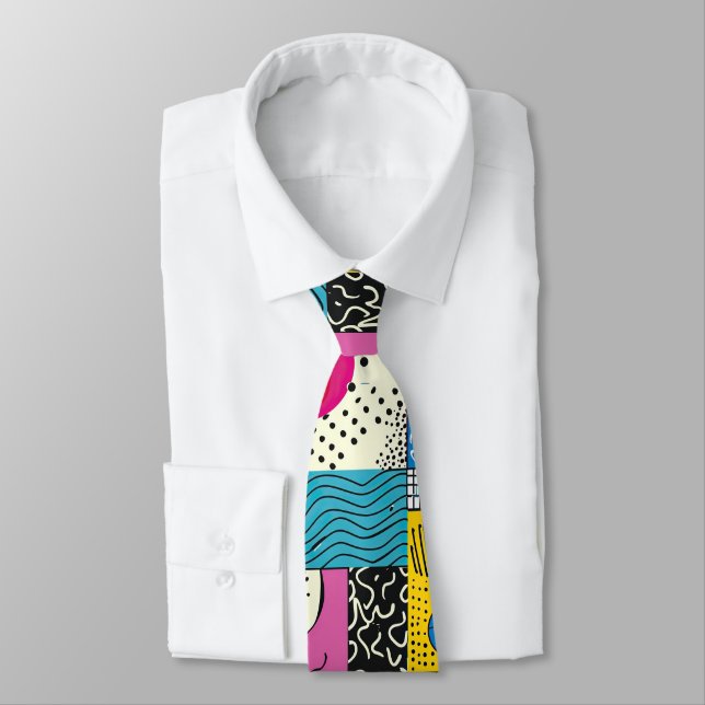 Cravate personnalisée Rétro 80 – Élégante Mode (Attaché)