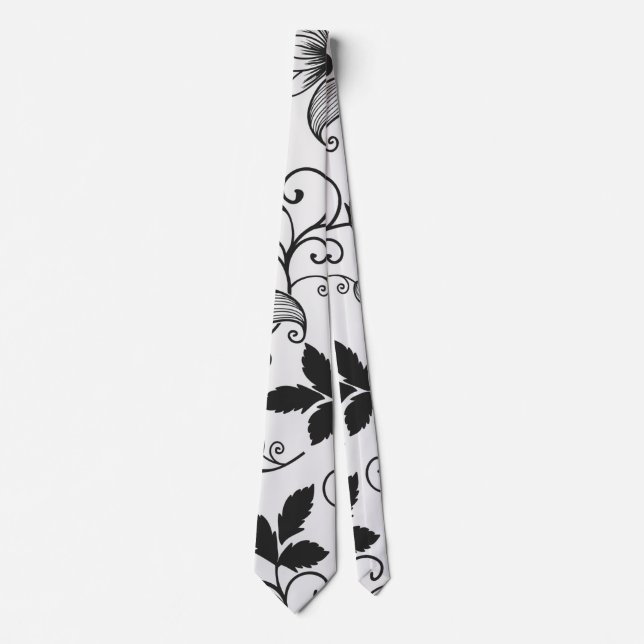 Cravate Personnaliser Motif Floral Noir (Devant)
