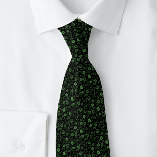 Cravate Petit Fleurs Vert Chasseur