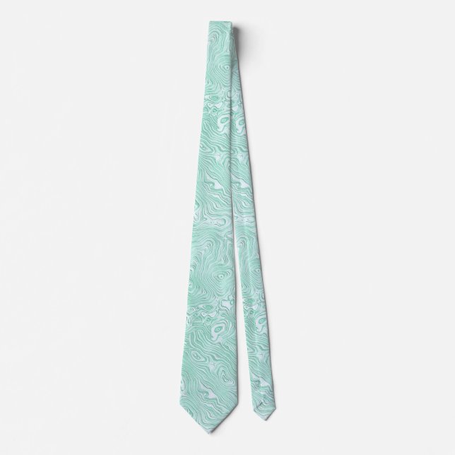 Cravate Petit motif en soie moirée vert menthe (Devant)