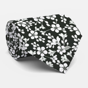 Cravate Petit motif floral mignon noir