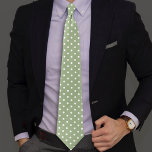 Cravate Petit pois vert et blanc sauge mignon<br><div class="desc">Cravate motif moderne et mignon sauge vert et blanc grand pois pois.</div>