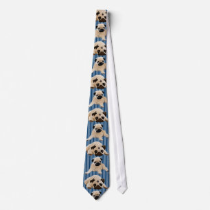 Cravate Petits carlins sur des rayures de denim