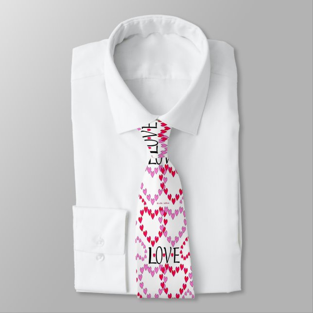 Cravate Petits coeurs rose rouge AMOUR (Attaché)