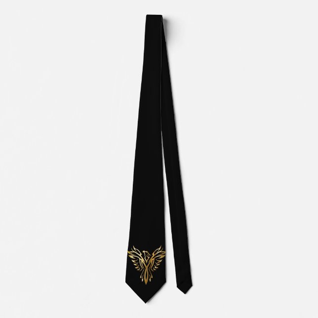 Cravate Phoenix Rising Black & Gold Elegant (Devant)