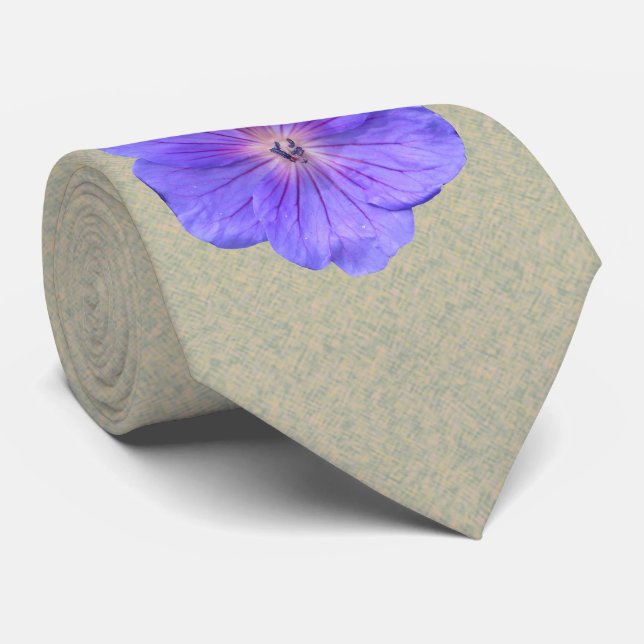 Cravate Photo bleue lumineuse de géranium de fleur (Roulé)