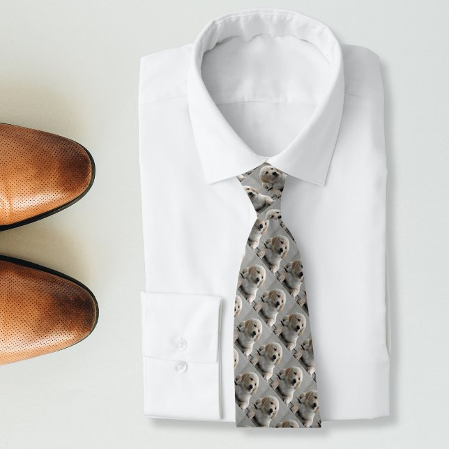 Cravate Photo et nom personnalisés Golden Retriever Dog (Créateur téléchargé)