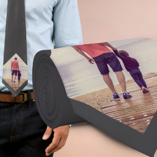 Cravate Photo personnalisée en gris foncé