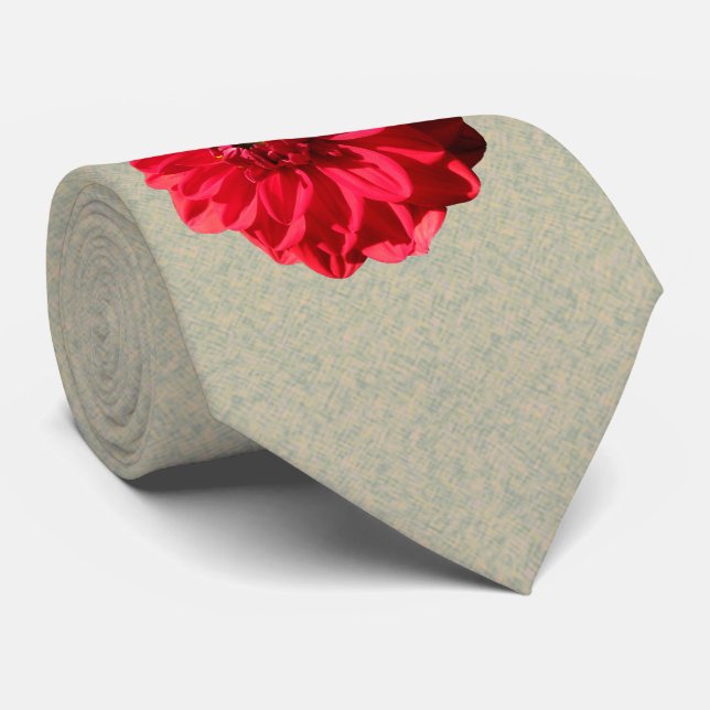 Cravate Photo rouge de dahlia de fleur (Roulé)