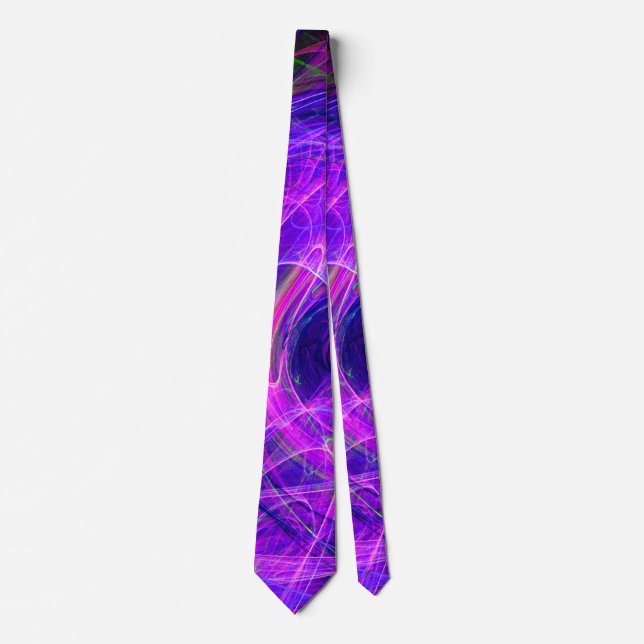 Cravate PHOTON FROID Abstrait Violet Bleu Fractales, Frotl (Devant)