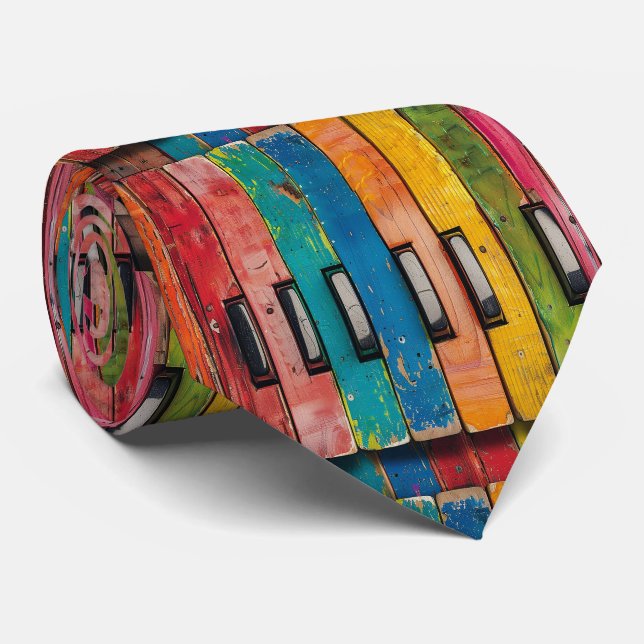 Cravate Piano Rainbow Neck Tie (Roulé)