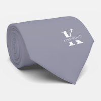 Pièce Grise Élégante Monogramme + Nom | Recto-Vers