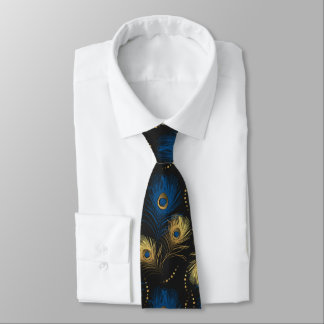 Cravate Pièce Peacock Or Black Blue Mens Necktie