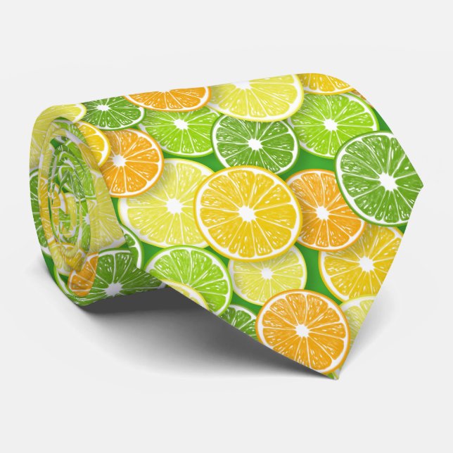 Cravate Pièces de fruits d'agrumes pop art 3 (Roulé)