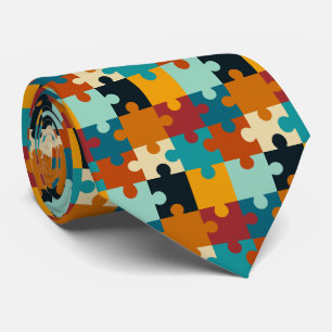 Cravate Pièces de puzzle esthétique vintage Motif