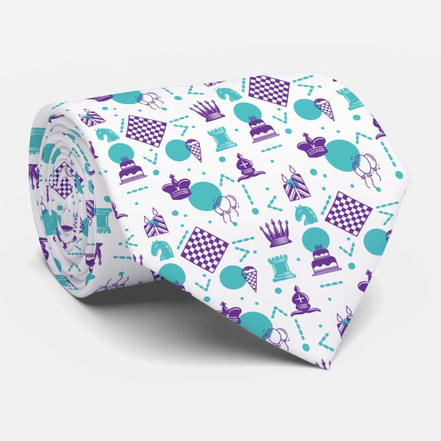 Cravate Pièces du joueur d'échecs - Motif d'art de fête (Roulé)