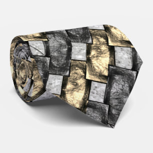 Cravate Pièces rectangulaires dorées grises sculptées et t