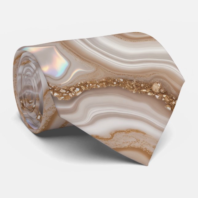 Cravate Pierre précieuse en marbre doré beige (Roulé)