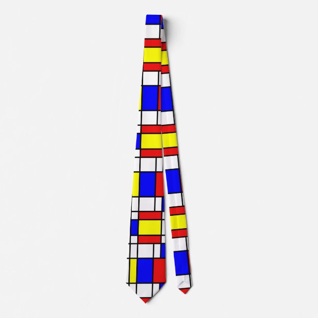 Cravate Piet Mondrian Art Style Moderne Couleurs vives (Devant)