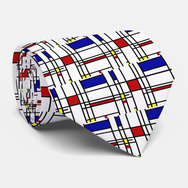 Cravate Piet Mondrian, "Composition No.10" (Roulé)