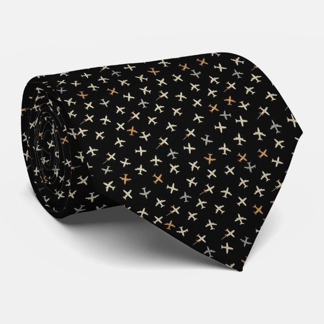 Cravate Pilot Faux Soie | Style Concepteur de Micro Avion (Roulé)