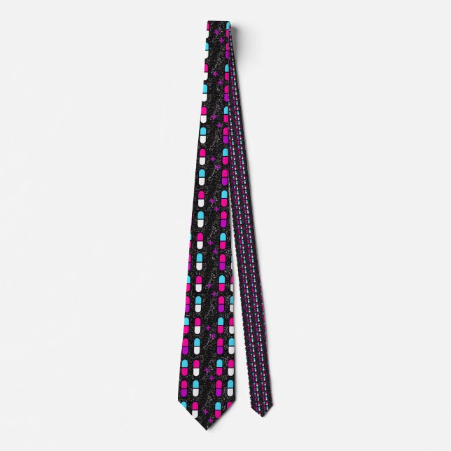 Cravate pilules de parties scintillant rose (Devant)