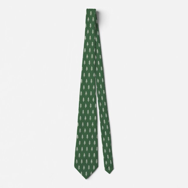 Cravate Pine needle Lane - Green White Pine Tree Pattern (Devant)
