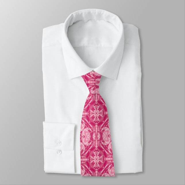 Cravate Pink Abstrait doux Motif Mandala (Attaché)