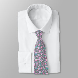 Cravate Pink and Gray Floral Necktie