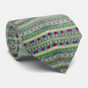 Cravate Pink and Green Pretty Hearts Motif