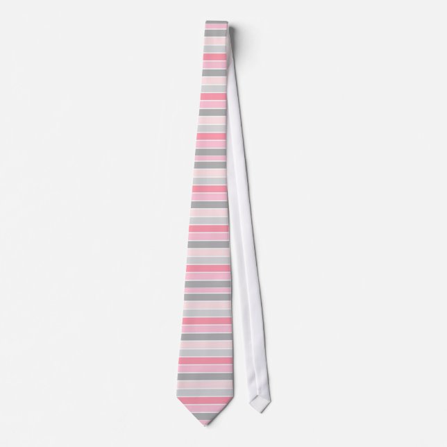 Cravate Pink and Grey Striped (Devant)
