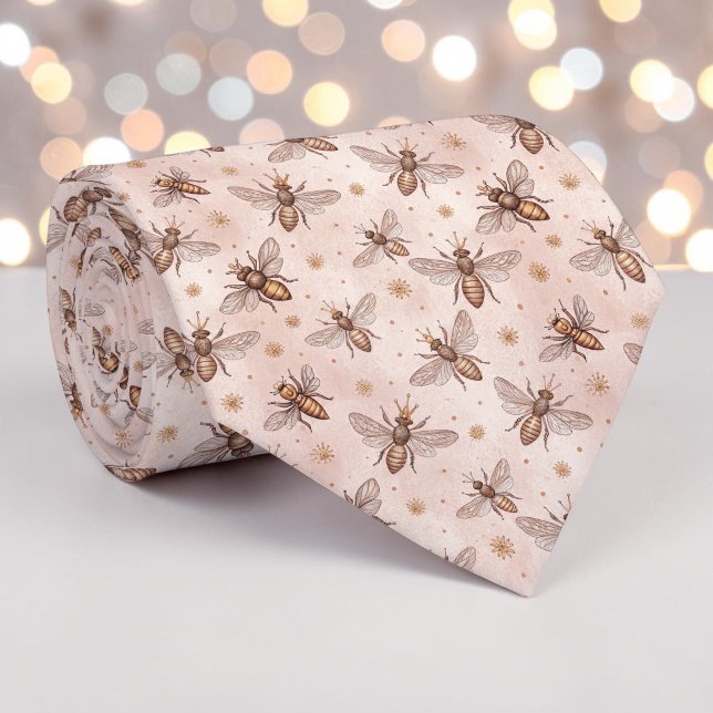 Cravate Pink Bee Pattern Custom Necktie (Créateur téléchargé)