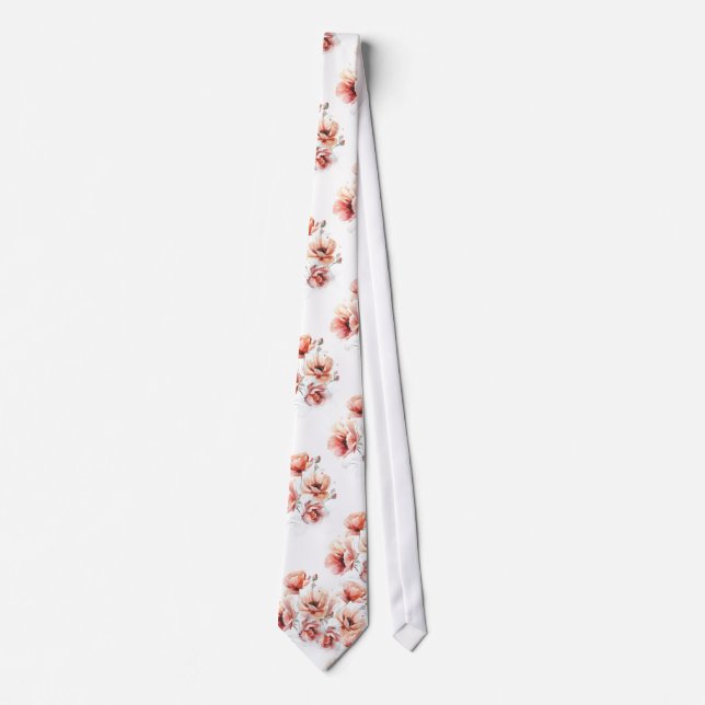 Cravate Pink blossoms white neck tie (Devant)