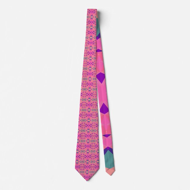 Cravate Pink Blue Art Déco Motif Saint Valentin Cadeau (Devant)