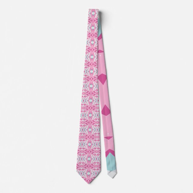 Cravate Pink Blue White Art Deco Pattern Wedding Groom (Devant)