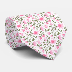 Cravate Pink & Sage Vert motif floral